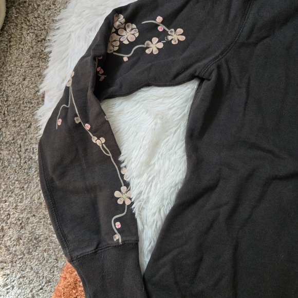 Lucky Brand Zip Up Hooded Sweatshirt Dark Gray Cherry Blossom XS - Picture 5 of 13